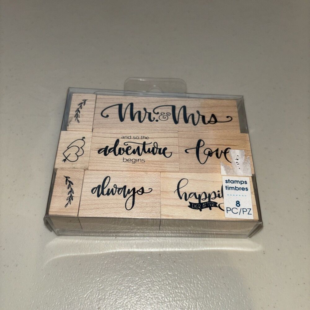 STAMPIN Wedding Anniversary SET OF 8 STAMPS Mr. & Mrs. Love Preowned Crafts